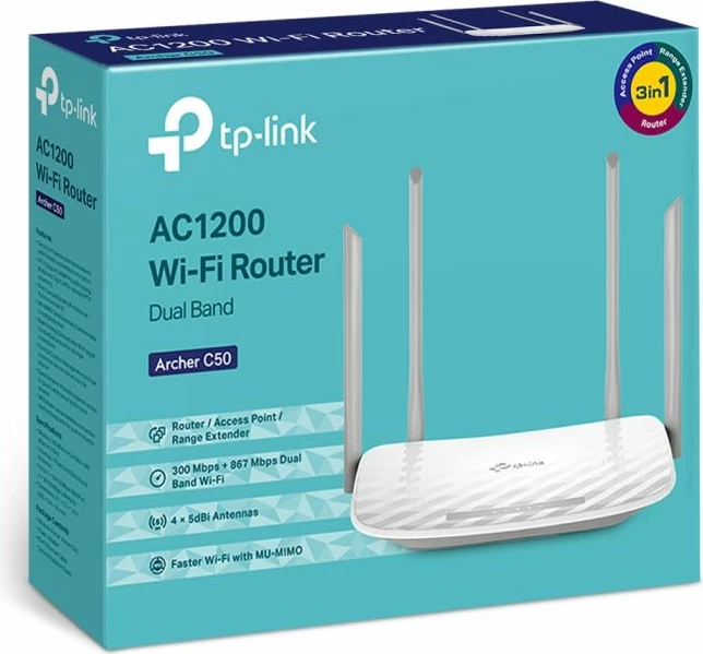 Router Wi‑Fi dual band TP-LINK Archer C50 1200Mbps, i bardhë