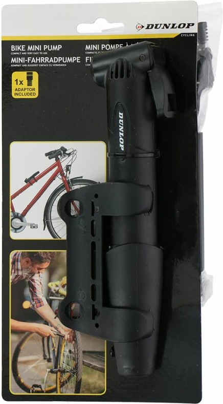 Pompë mini për biçikletë Dunlop, 8 bar, e zezë