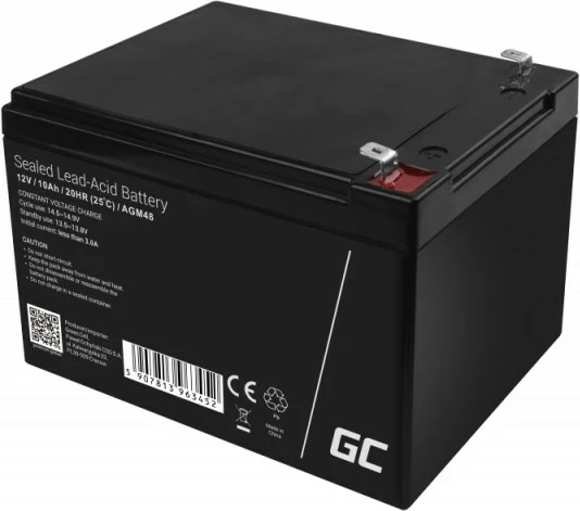 Bateri UPS Green Cell AGM48, 12 V, 10 Ah, e zezë