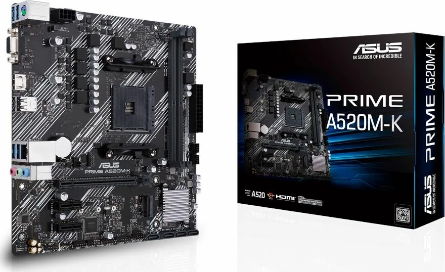 Pllakë amë Asus PRIME A520M-K, 2x RAM DDR4 deri 64GB, M.2, 4x SATA 3