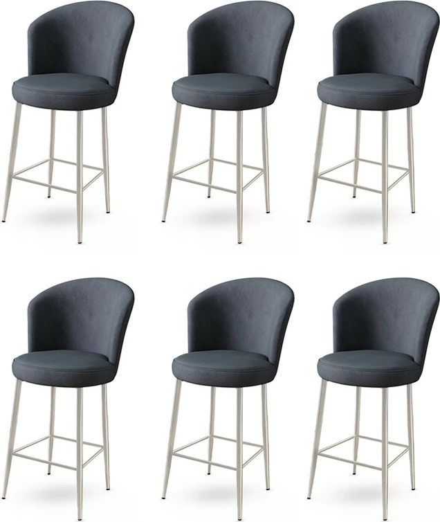 Set karrigesh për bar (6 copë), Hanah Home, Fora, anthracite, krom