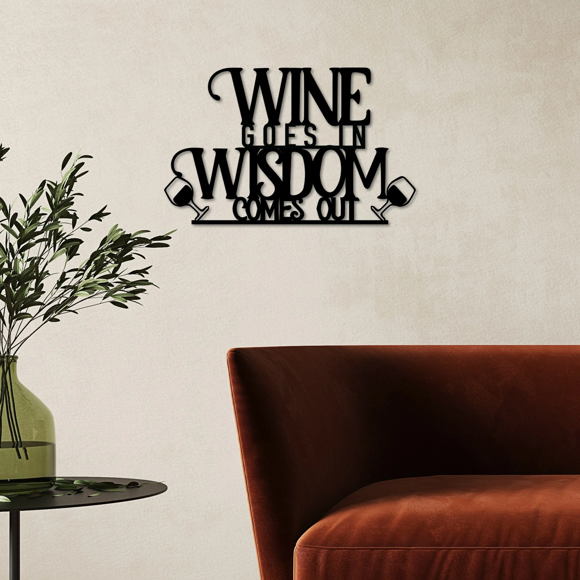 Aksesor dekorativ metalik për mur, Wallity, Wine Wisdom