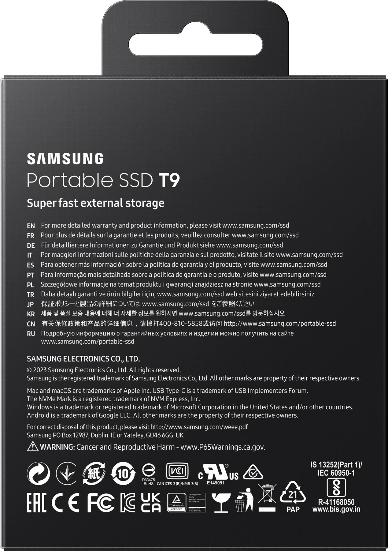 SSD Samsung MU-PG1T0B, 1 TB, USB Type-C, 2000 MB/s, e zezë