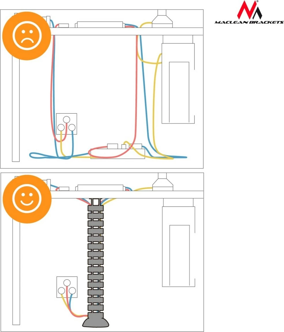 Organizues kabllosh Maclean MC-768S, 80cm, Argjend