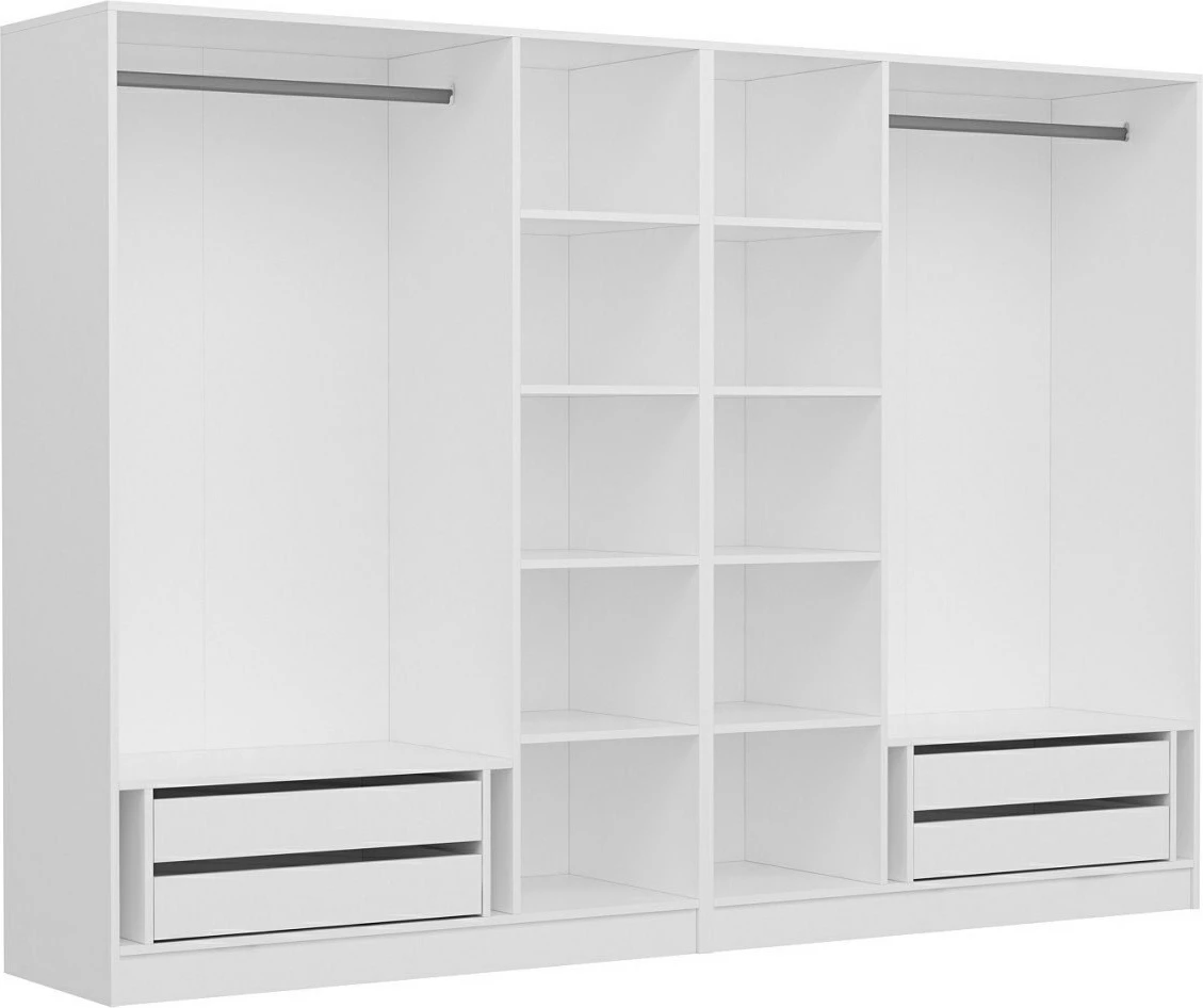 Dollap Hanah Home, Kale - 5034, i bardhë, me shumë rafte, 270x210x52cm