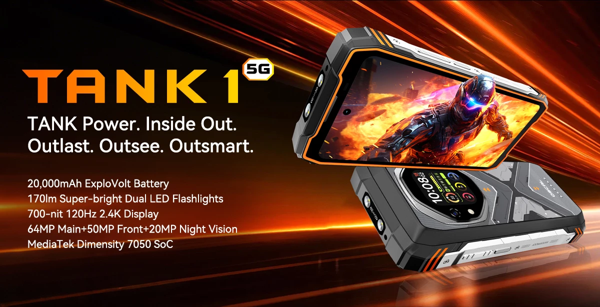 Celular rugged Oscal Tank 1 16GB RAM + 512GB 5G 20000mAh, i zi