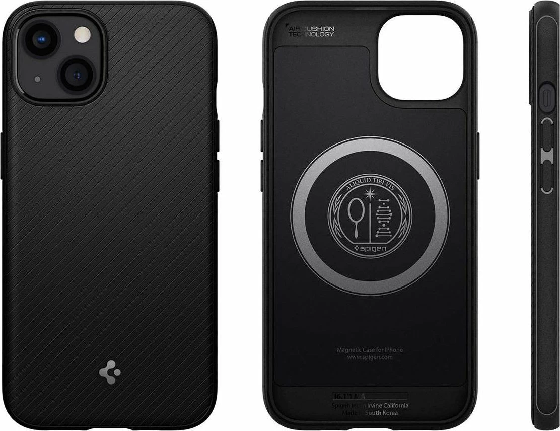 Mbështjellës Spigen Mag Armor për Apple iPhone 13 mini, MagSafe, fibër aramidi (Kevlar), 1 copë, e zezë mat