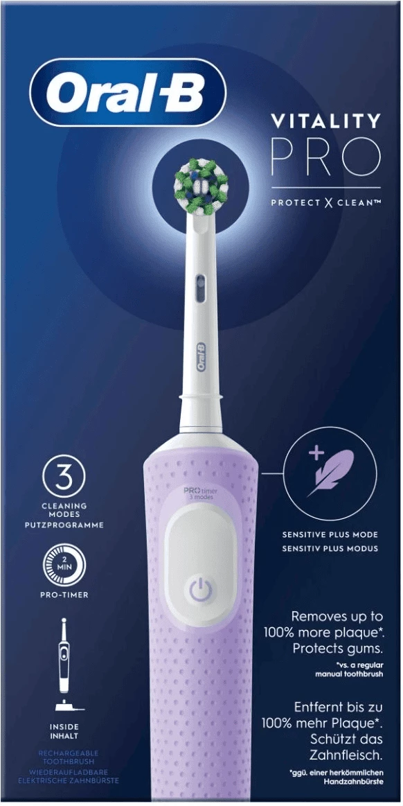 furçë dhëmbësh elektrike Oral-B Vitality Pro 426967 me 3 moda pastrimi, Pro-Timer, koka rrethore, vjollcë
