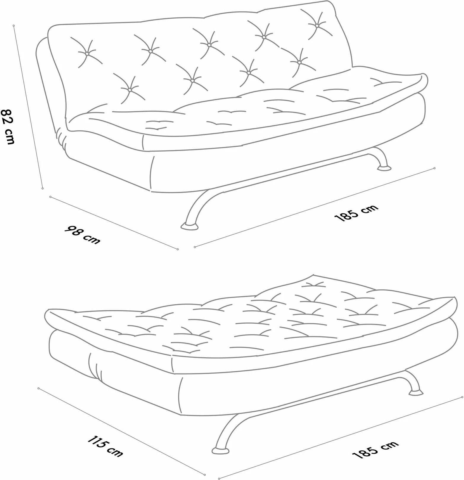 Divan-krevat 3 vendësh, Atelier del Sofa, Rivo, ngjyrë gri e çelët