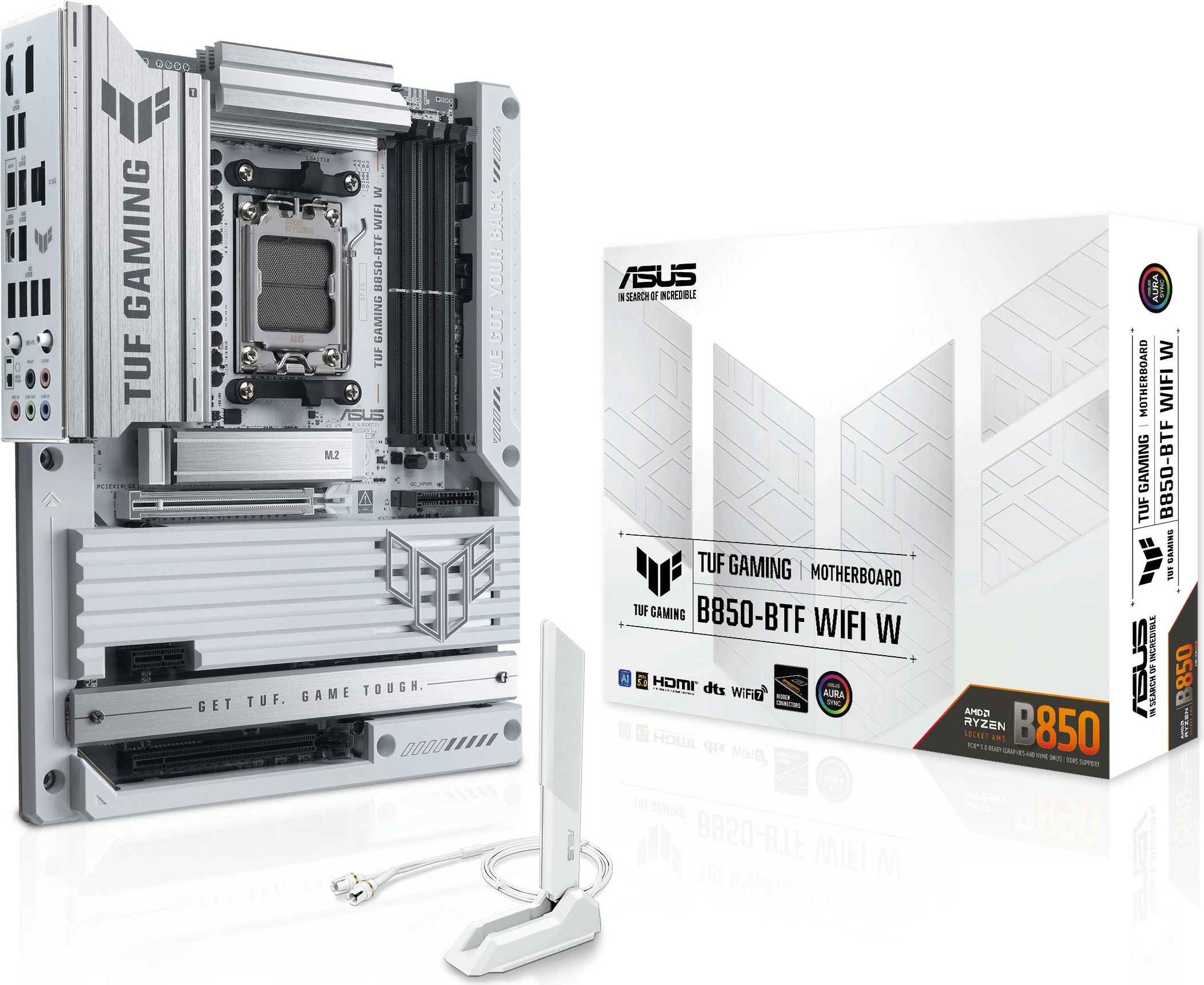 Pllakë amë ASUS TUF GAMING B850-BTF WIFI W, ATX, Wi-Fi, bardhë