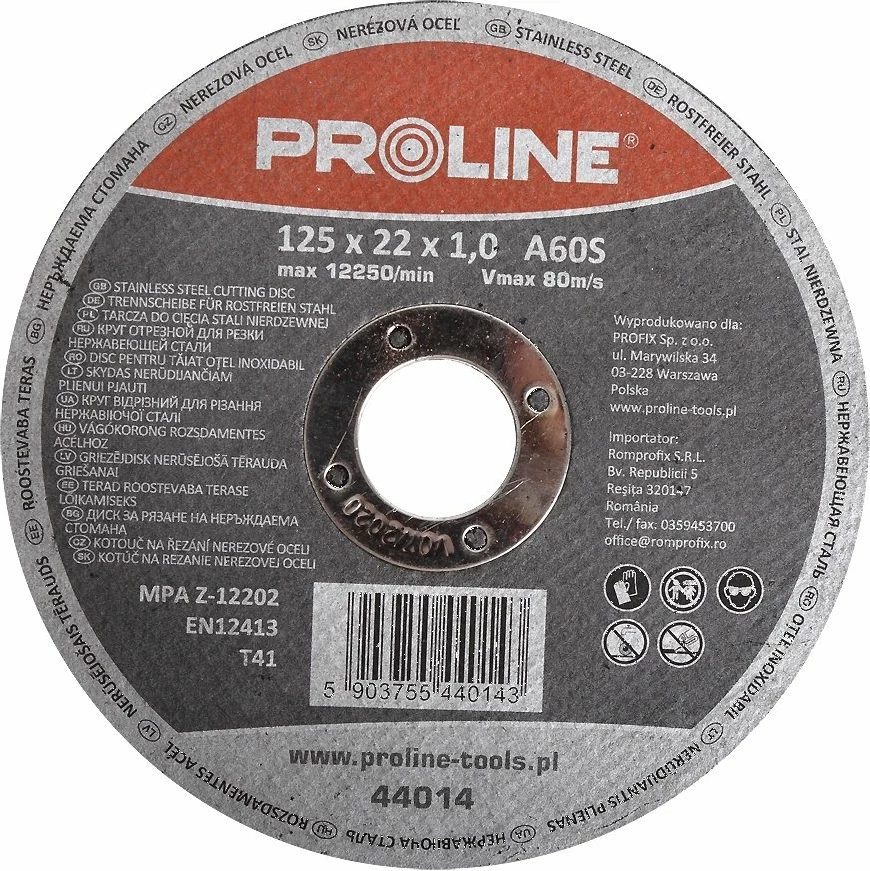 Disk prerës PROLINE T41 44012, 125x1.2x22mm A60S