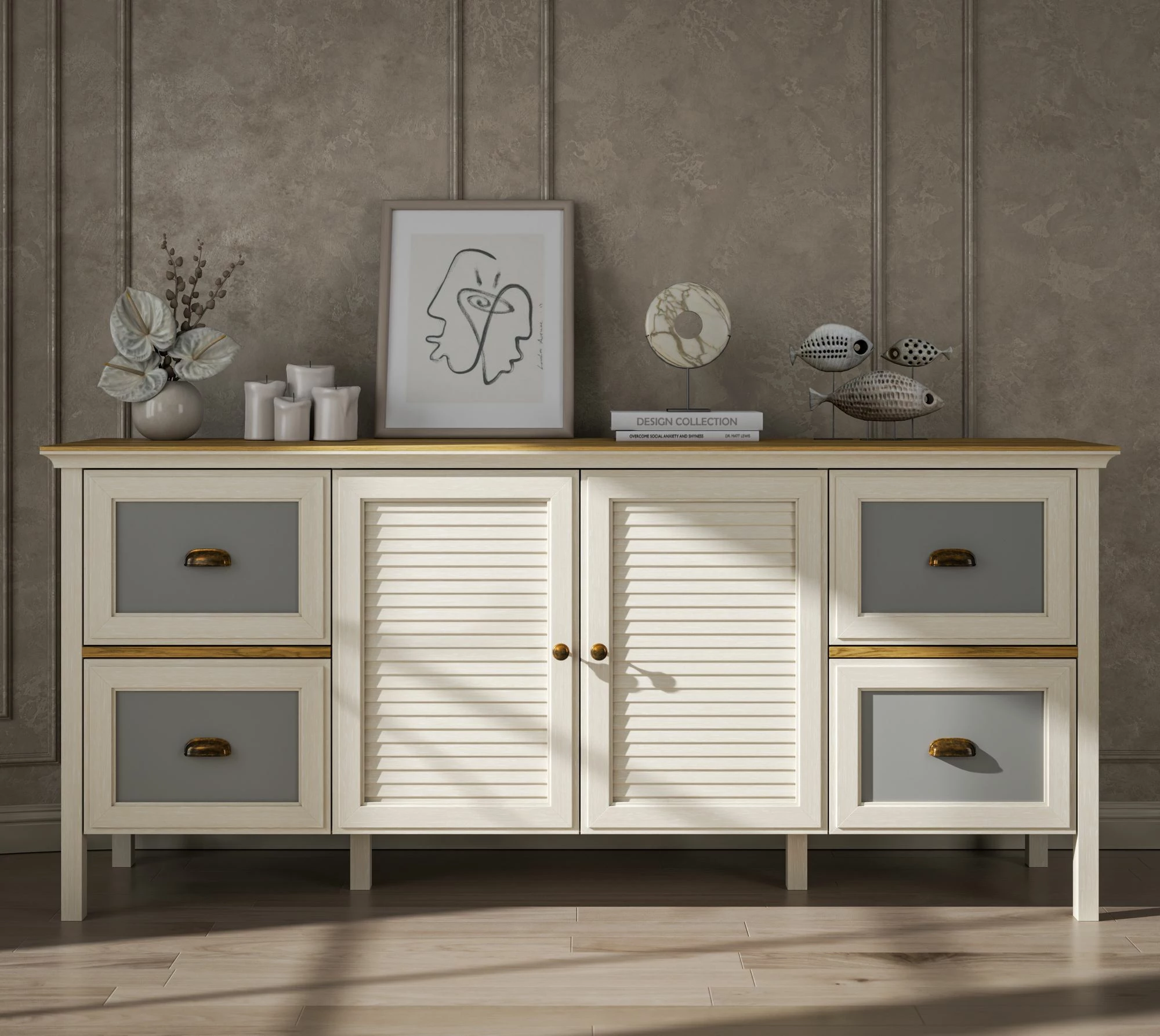 Konsol Skye Decor, krem, lis, gri, FRN-21010