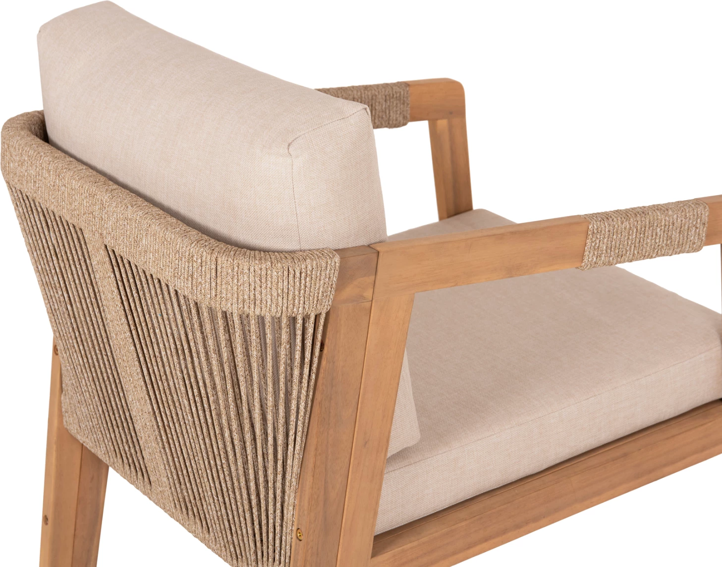 Set lounge për jashtë, 4 pjesë, dru akacie, litar, material poliestër, bezhë, SAVANNA FH6442