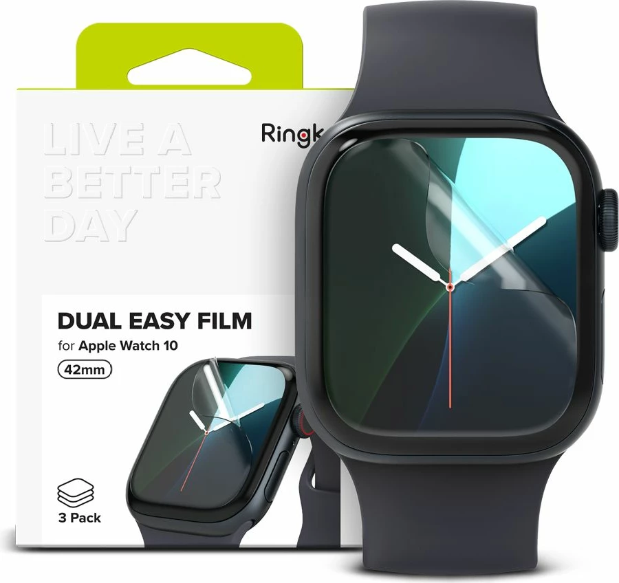 Folie mbrojtëse Ringke Dual Easy për Apple Watch 10, 42mm, 3 copë