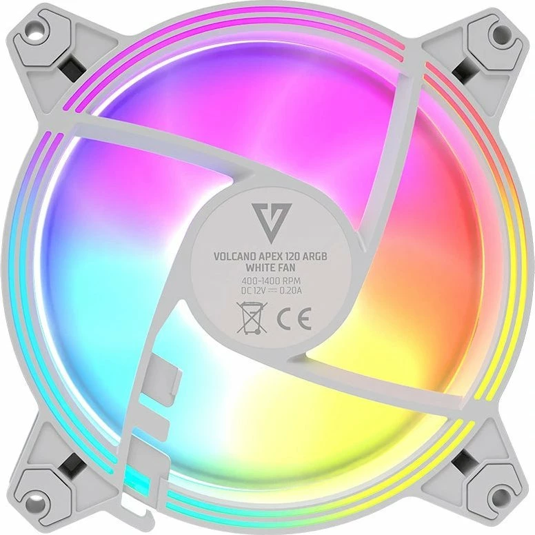 Ventilator kasë PC Modecom Volcano Apex 120 ARGB (FAN-APEX-120S-ARGB-200) 120mm PWM 4-pin, i bardhë, 1 copë