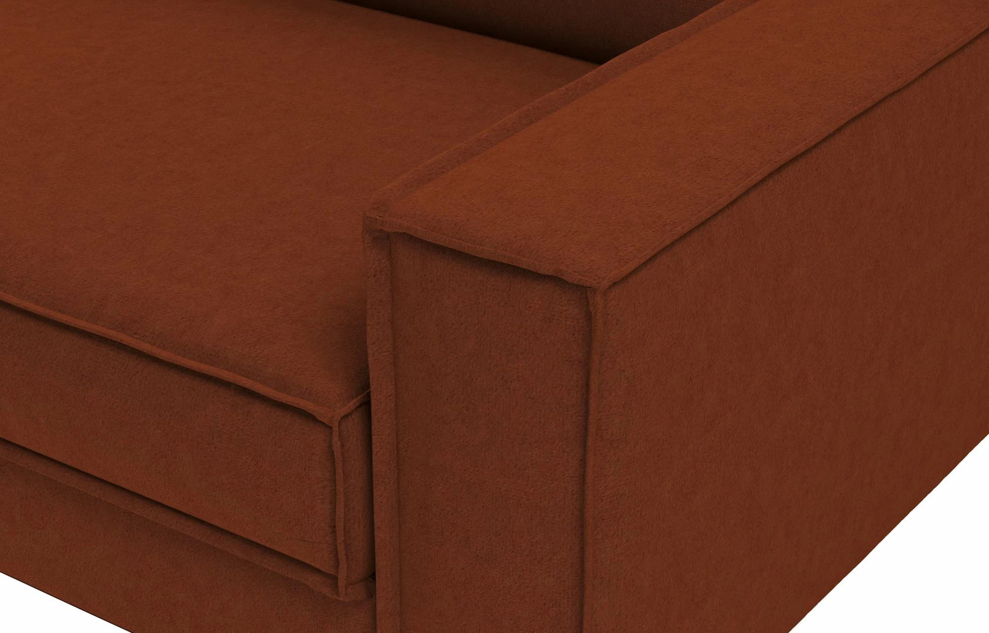 Divan treshe Atelier del Sofa, ngjyrë e kuqe tjegulle, këmbë dru arre, Sparrow 3
