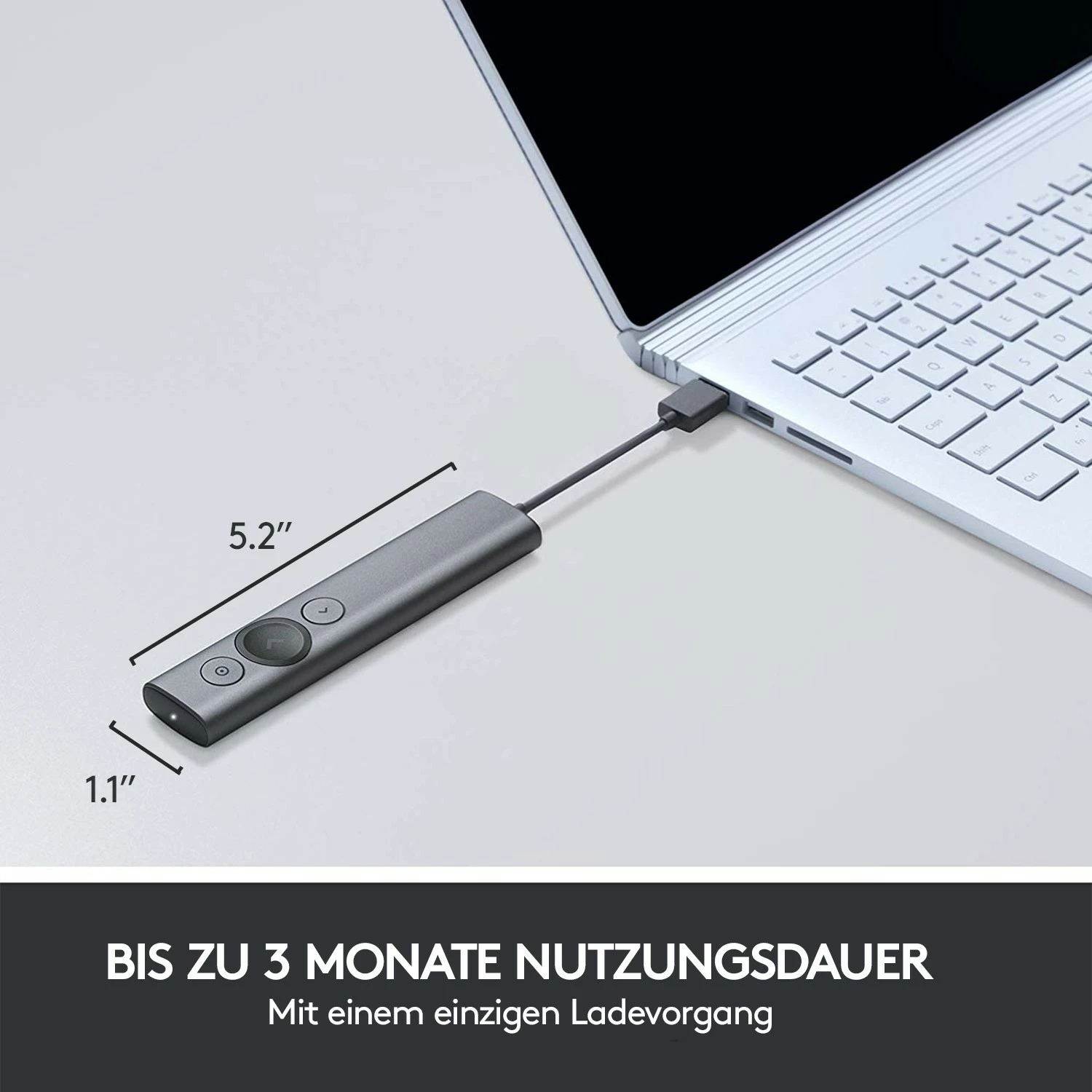 Telekomandë prezantimi Logitech Spotlight, Bluetooth/RF, USB, 30 m, Gri