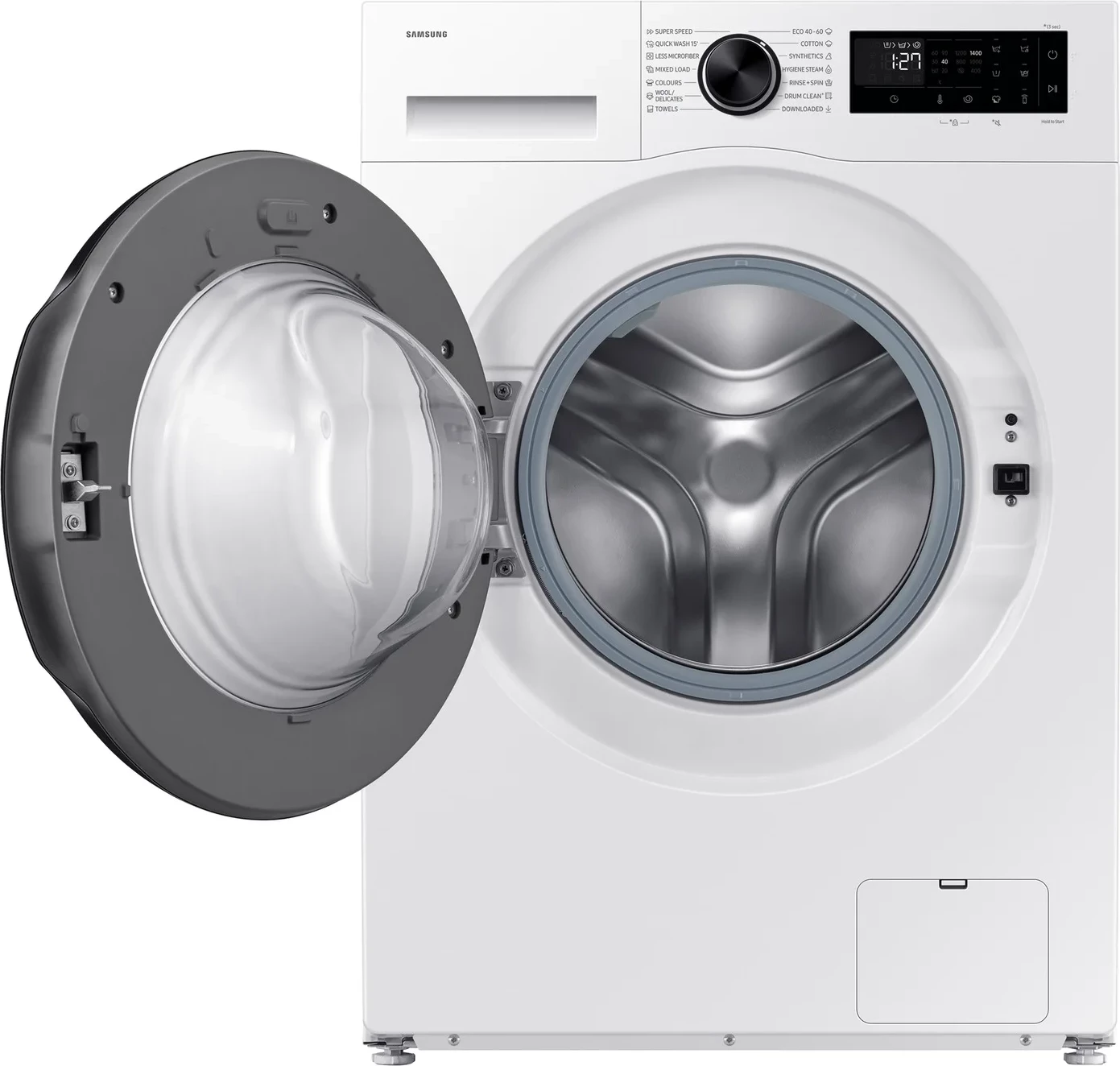 Makinë larëse Samsung WW10FG5U34AELE, AI Ecobubble, SmartThings, Super Speed 39 min, klasa A, e bardhë/zezë
