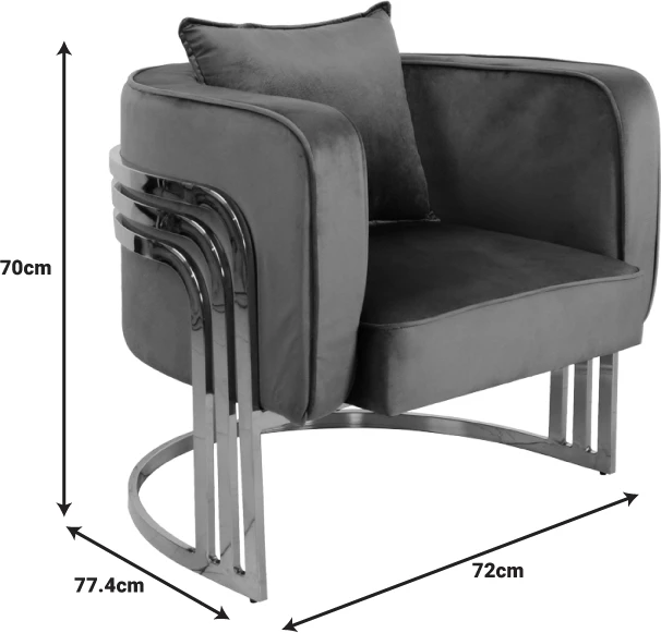 Karrige Roblu, metal i artë dhe pëlhurë kadife, ngjyrë e zezë, 72x77.4x70cm