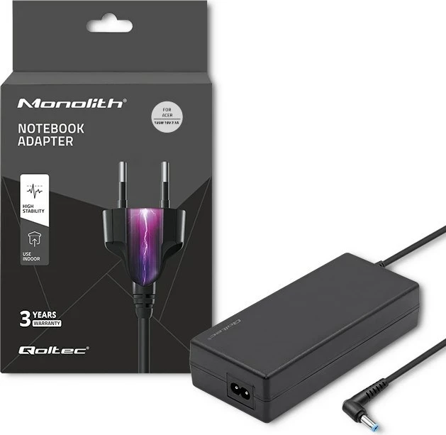 Adapter për laptop Qoltec 51739 për Acer, 135W, 19V, 7.1A, i zi