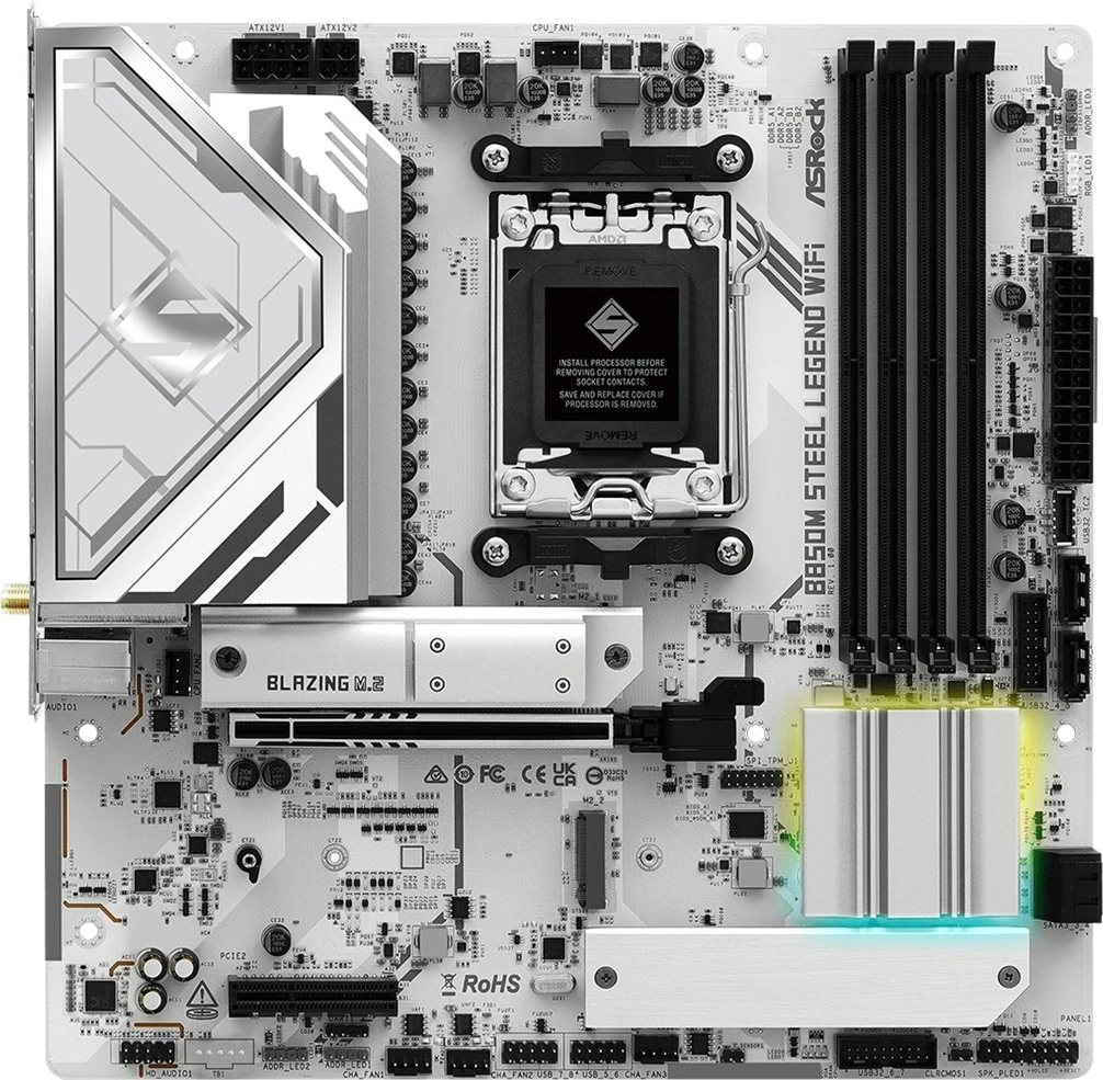 Pllakë amë Asrock B850M Steel Legend WiFi, Socket AM5, micro ATX, Bardhë