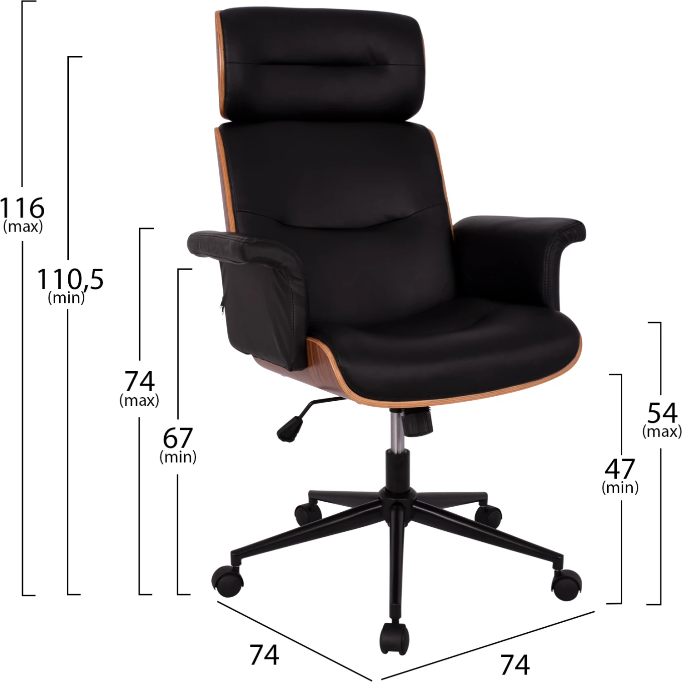Karrige për zyre menaxheri Superior Pro FH1108.01 ngjyrë arre-e zezë 74x74x116 cm