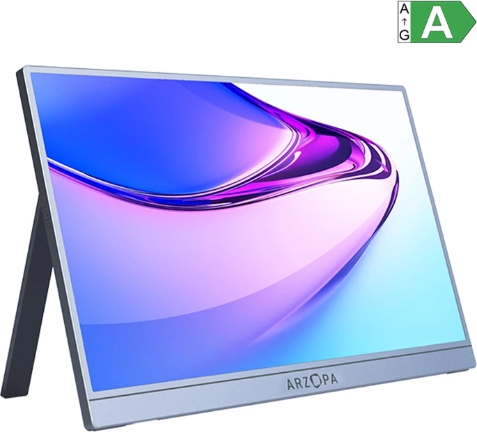 Monitor portativ Arzopa A1S 14", Full HD, HDR, altoparlantë të integruar, gri e argjendtë