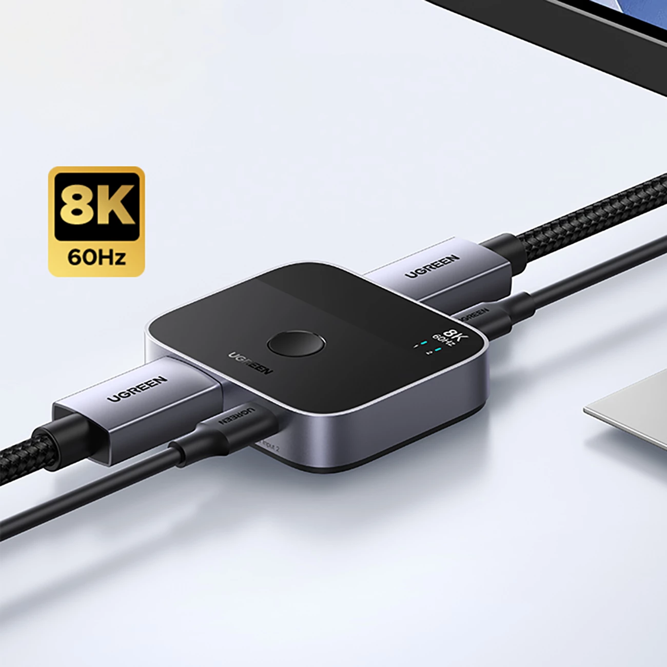 Switch Ugreen 65878 DisplayPort/USB-C në USB-C 8K/60Hz, 4K/120Hz, gri