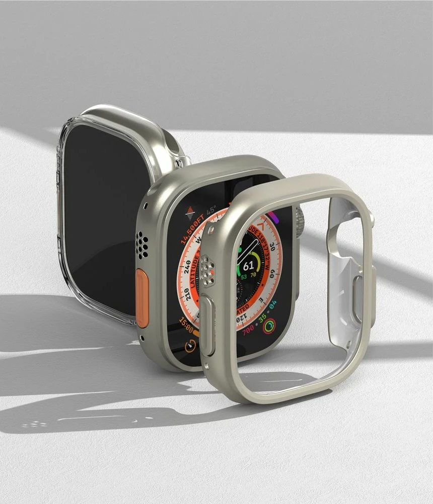 Mbështjellës Ringke Slim për Apple Watch Ultra 49mm, 2 copë, Transparent & Titanium