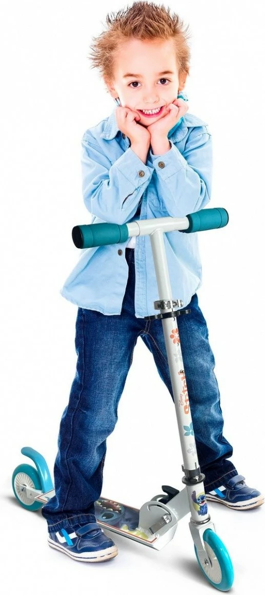 Trotinet për fëmijë Pulio Stamp Scooter 2-wheel Stitch, Lilo & Stitch, alumini, turquoise/bardhë