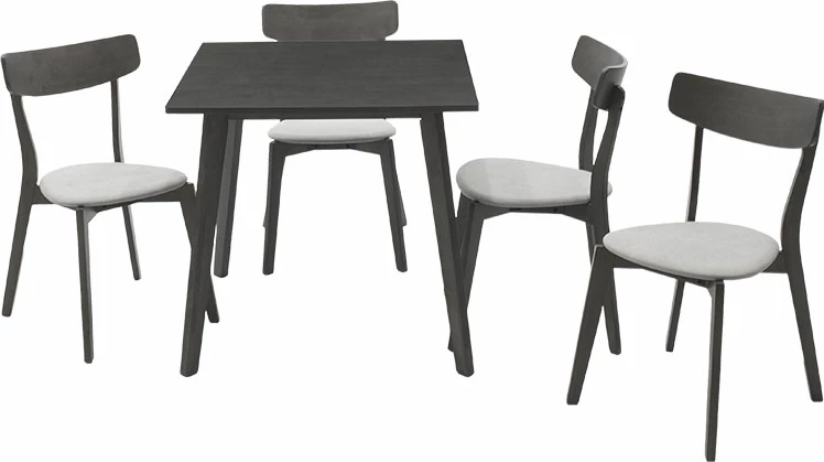 Tavolinë me karrige Benson - Toto, 5 copë, 80x80x75cm, ngjyrë gri rustike - pëlhurë gri