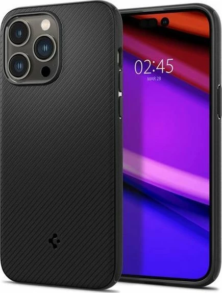 Mbështjellës Spigen Mag Armor për iPhone 14 Pro, aramid fiber (Kevlar), matte black, 1 copë