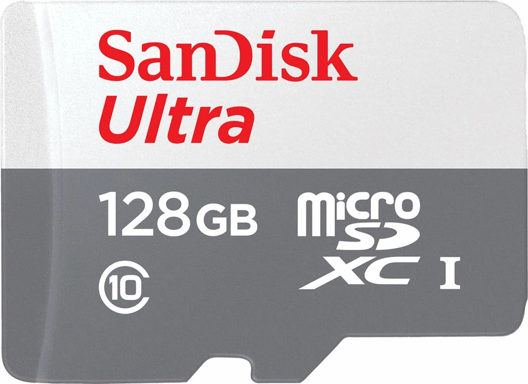 Kartë memorie SanDisk Ultra microSDXC 128GB, gri-bardhë