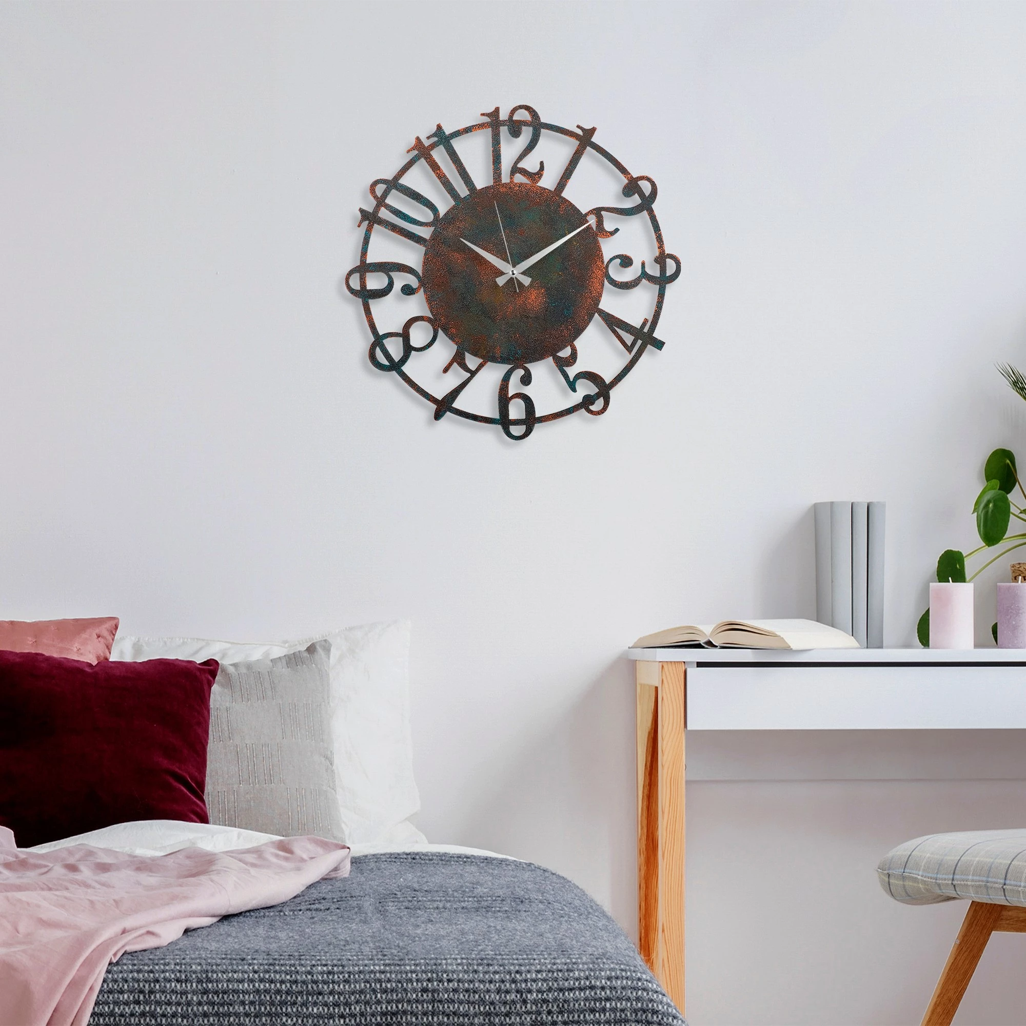 Orë muri dekorative prej metali, Wallity, shumëngjyrëshe, 48cm