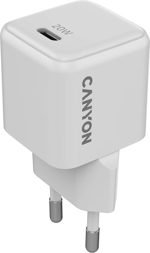Karikues CANYON CU20AC GaN 20W, 1x USB-C PD, prizë EU, i bardhë