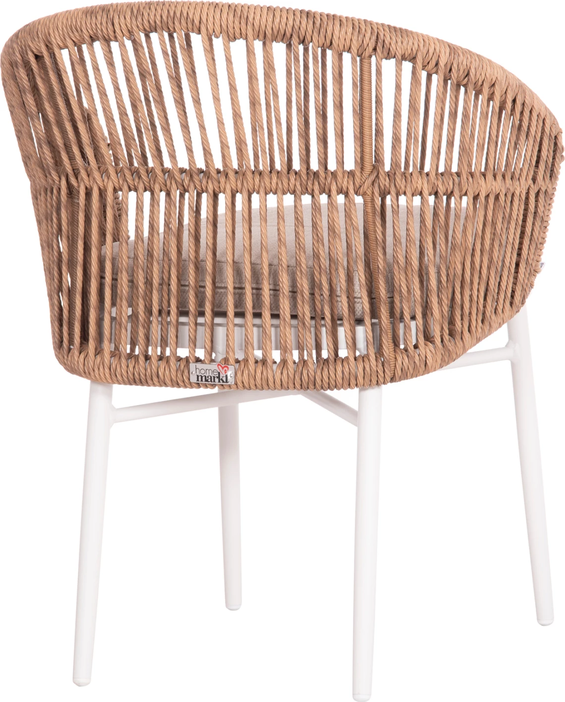 Karrige alumini ALABAMA FH6265.02 ngjyrë e bardhë-P.E. Rattan natyral-jastëk bezhë 58x61x75Hcm