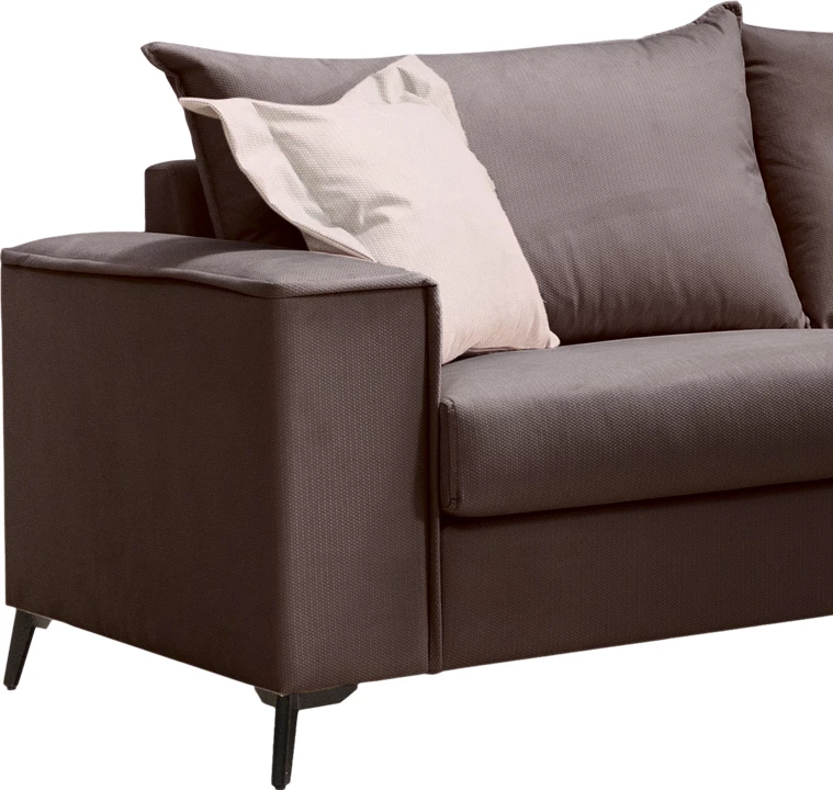 Divan Verona 3-ulës, ngjyrë gri e errët, me jastëkë bezhë, 225x93x100 cm