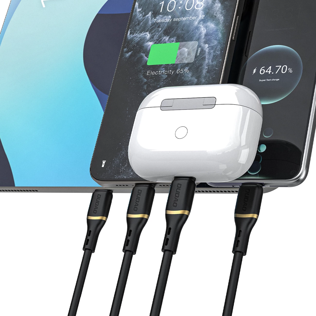 Kabllo karikimi dhe të dhënash, Dudao L25L, USB-A në Lightning, 1m, 30W, silikon i butë, e zezë