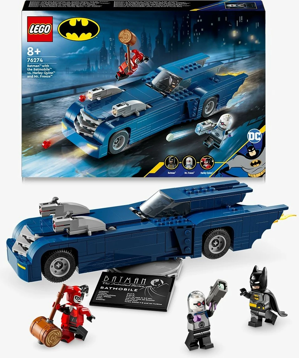 Set ndërtimi LEGO Batman me Batmobile, Harley Quinn dhe Mr. Freeze, 435 pjesë