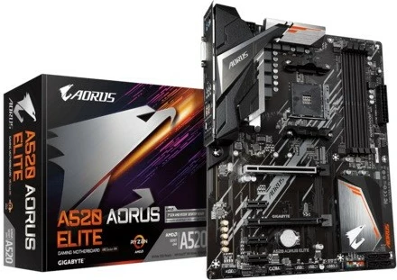 Pllakë amë Gigabyte A520 AORUS ELITE, Socket AM4, ATX, 4 DDR4, M.2, E zezë