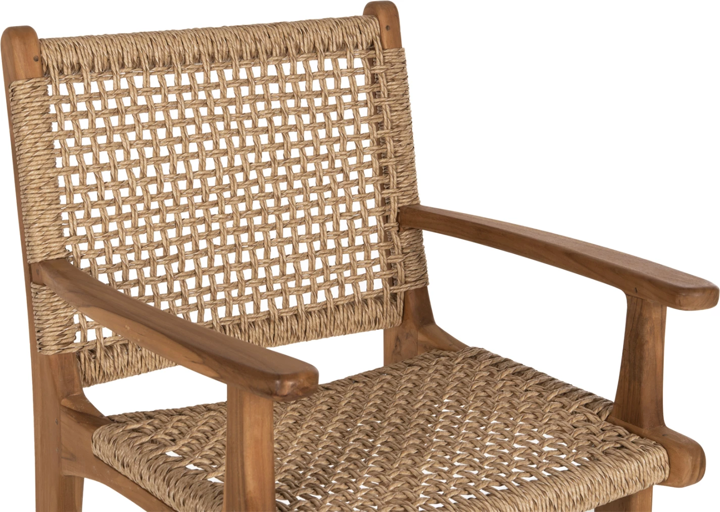 Karrige për bar me krahë TEO FH9807 dru tik dhe litar ngjyrë natyrale 52x57x110Hcm