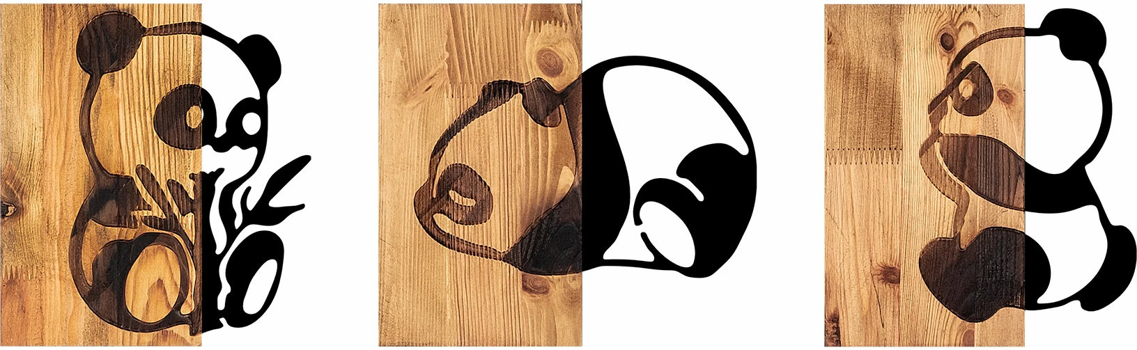 Aksesor dekorativ prej druri për mur, Wallity, panda, 335