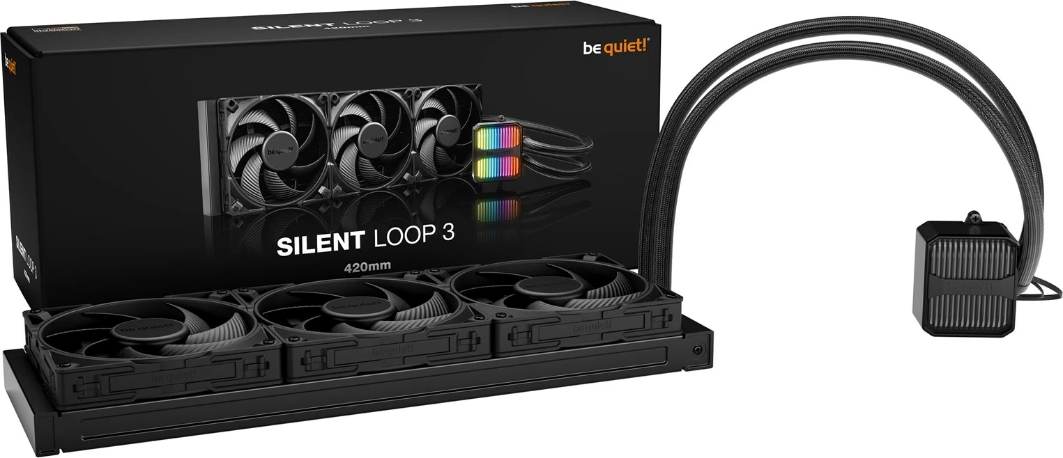 Ftohës me lëng all-in-one për procesor BE QUIET! Silent Loop 3, 420 mm, 3 ventilatorë 14 cm, zi