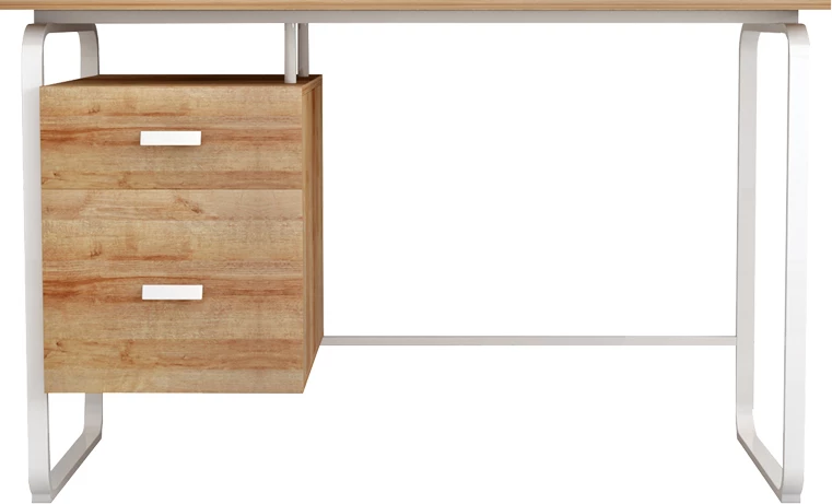 Tavolinë zyre me sirtarë Clarity melaminë natyrale-bardhë 120x75x75cm