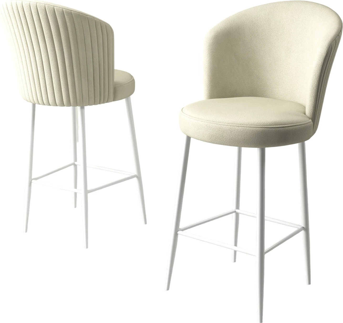 Karrige për bar (2 copë), Hanah Home, Fora, krem dhe e bardhë