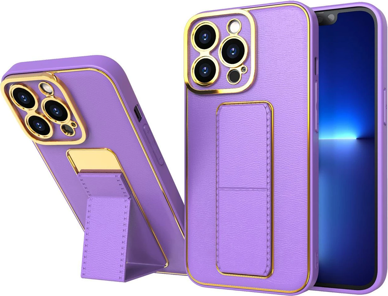 Mbështjellës Hurtel New Kickstand Case për iPhone 13 Pro, me qëndrim, vjollcë