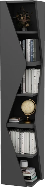 Raft librash kolonial Klaro, ngjyrë antracit, 32x32x165cm