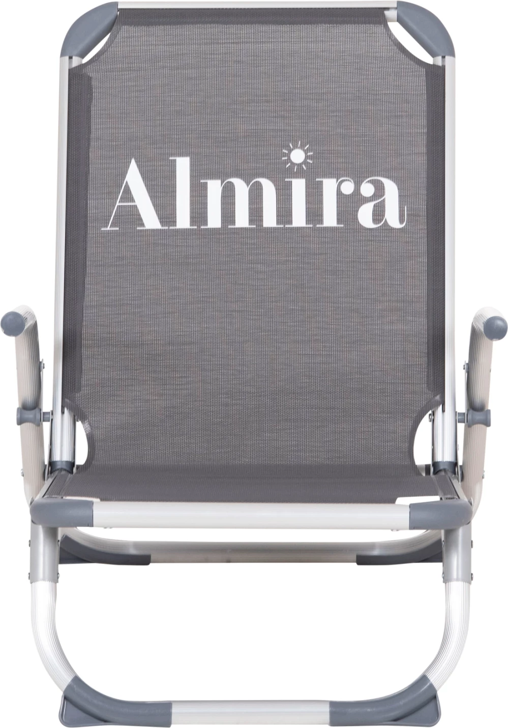 Karrige plazhi e palosshme, alumin i fortë, tekstilene gri, shpinë e lartë, Almira FH5053.10, 55x71x66cm