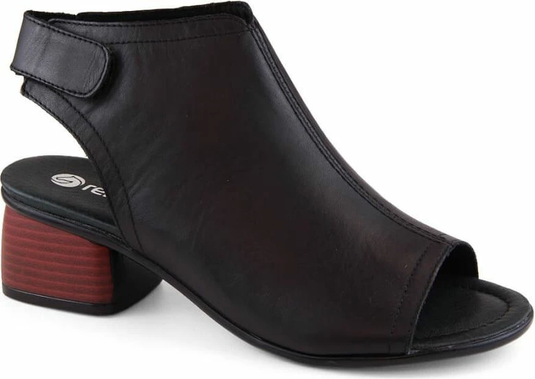 Sandale të rehatshme prej lëkure Rieker për femra, të zeza