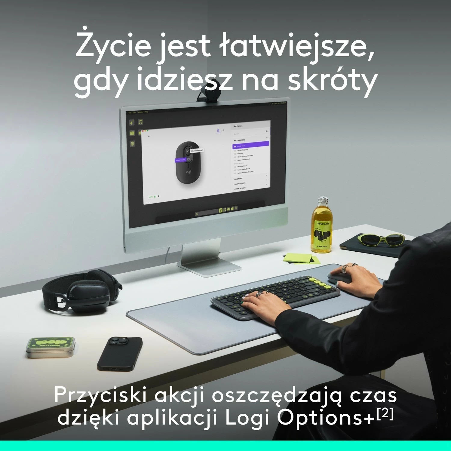 Maus Logitech POP ICON, Bluetooth, Grafit